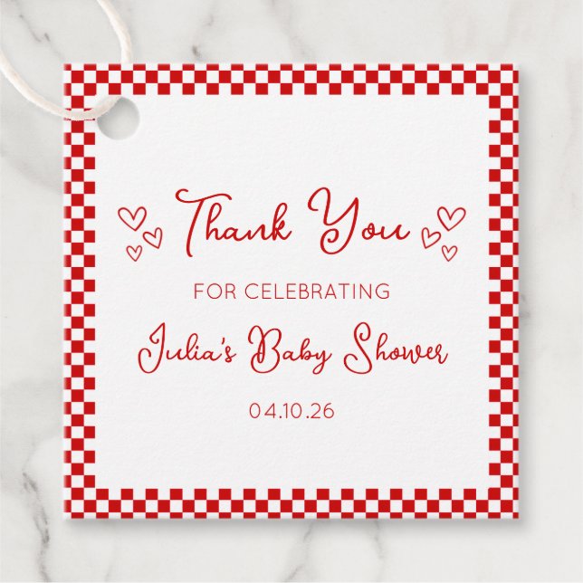 Danke Italienisch Rot Baby- oder Brautdusche  Geschenkanhänger (Vorderseite)