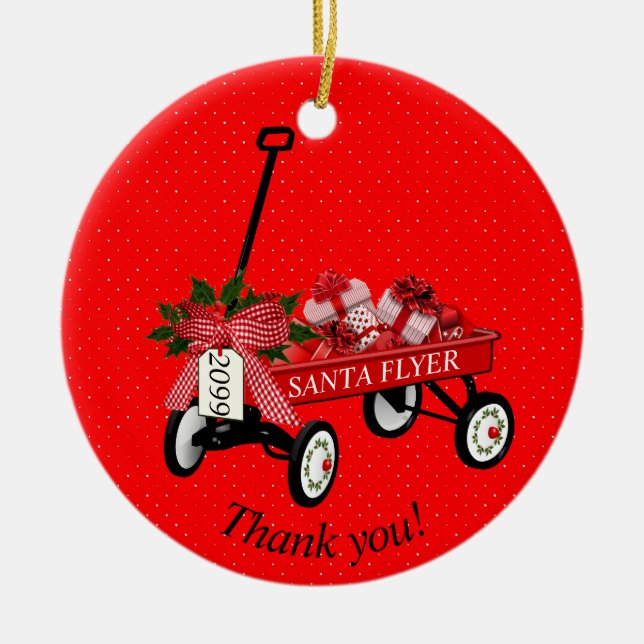 "Danke!" Jahr Red Wagon Weihnachtsschmuck (Vorne)