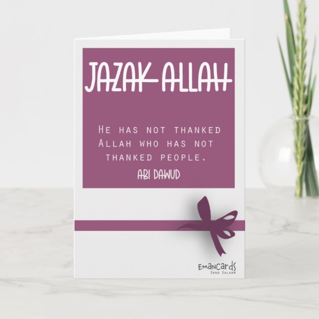 Danke - JazakAllah mit Hadith Karte (Vorderseite)