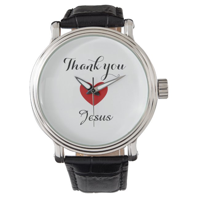 Danke, Jesus | Modernes Christliches Glaubensherz Armbanduhr (Vorderseite)
