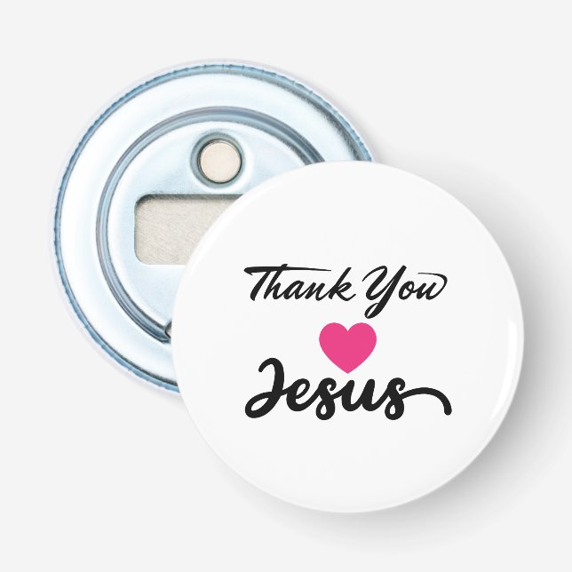 Danke, Jesus | Modernes Christliches Glaubensherz Flaschenöffner (Vorderseite)
