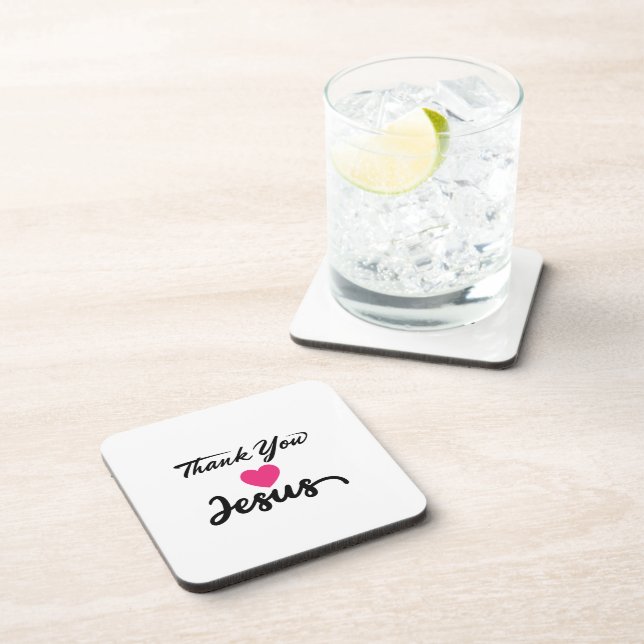 Danke, Jesus | Modernes Christliches Glaubensherz Getränkeuntersetzer (Rechte Seite)