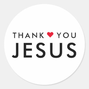 Danke, Jesus   Modernes Christliches Glaubensherz Runder Aufkleber
