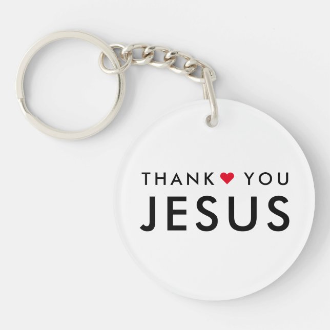 Danke, Jesus | Modernes Christliches Glaubensherz Schlüsselanhänger (Vorderseite)