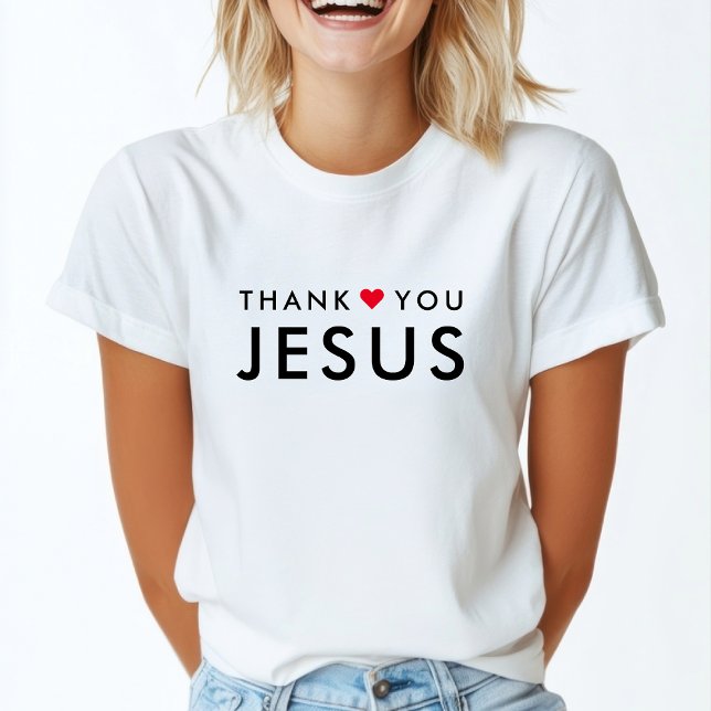 Danke, Jesus | Modernes Christliches Glaubensherz T-Shirt (Von Creator hochgeladen)