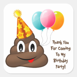 Danke kacken gelbes Party Emoji Quadratischer Aufkleber