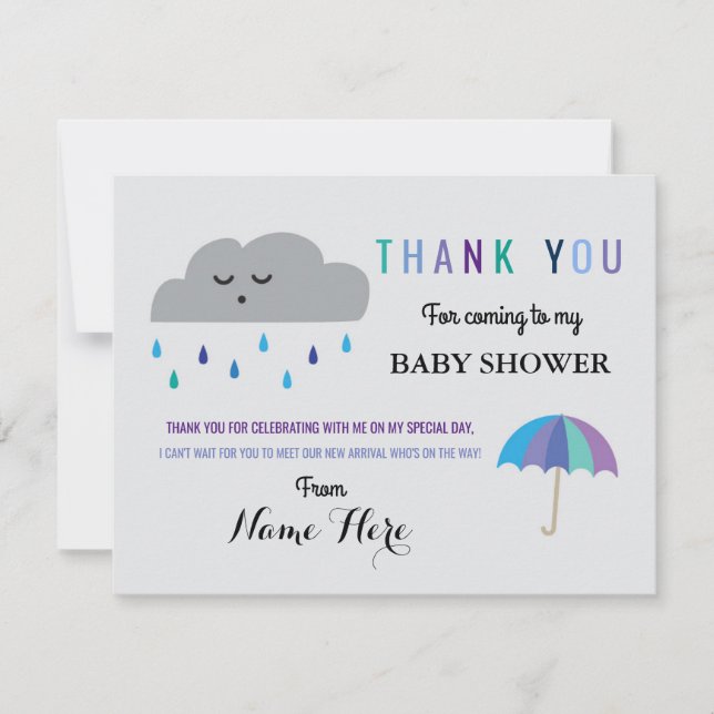 Danke kardiert Wolken-Babyparty besprühen Regen (Vorderseite)