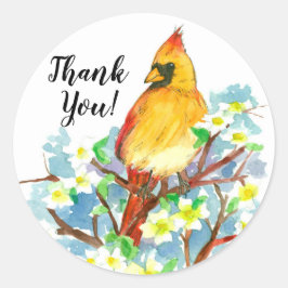 Danke, Kardinal Bird Dogwood Runder Aufkleber