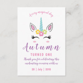 Danke Karte für Magical Unicorn Geburtstag