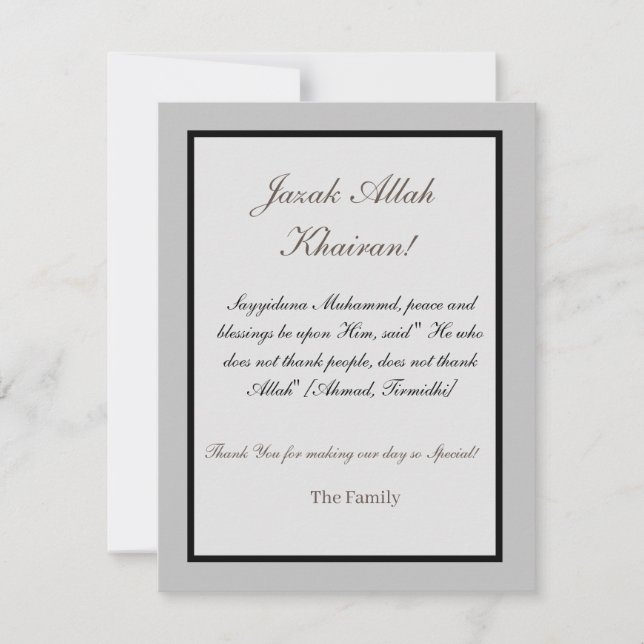 Danke Karte - Jazak Allah Khair (Vorderseite)