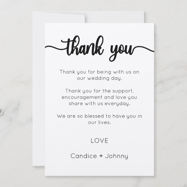 Danke Karte, Script danke Karte (Vorderseite)