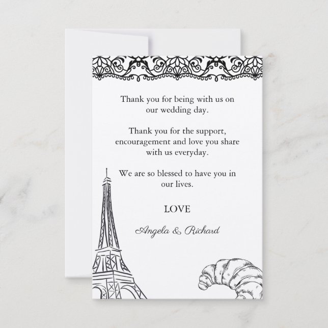 Danke Karte, Script Dankeschön Card, Paris (Vorderseite)