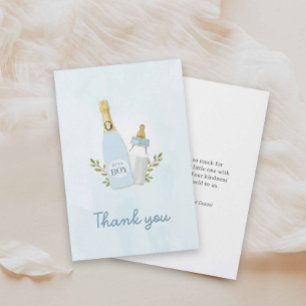 Danke-Karte zur Babyparty „Junge mit Champagnerfla Dankeskarte