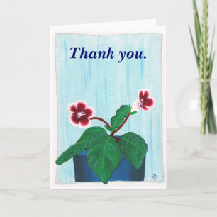 Danke, Karten mit einer bemalten Gloxinia-Blume