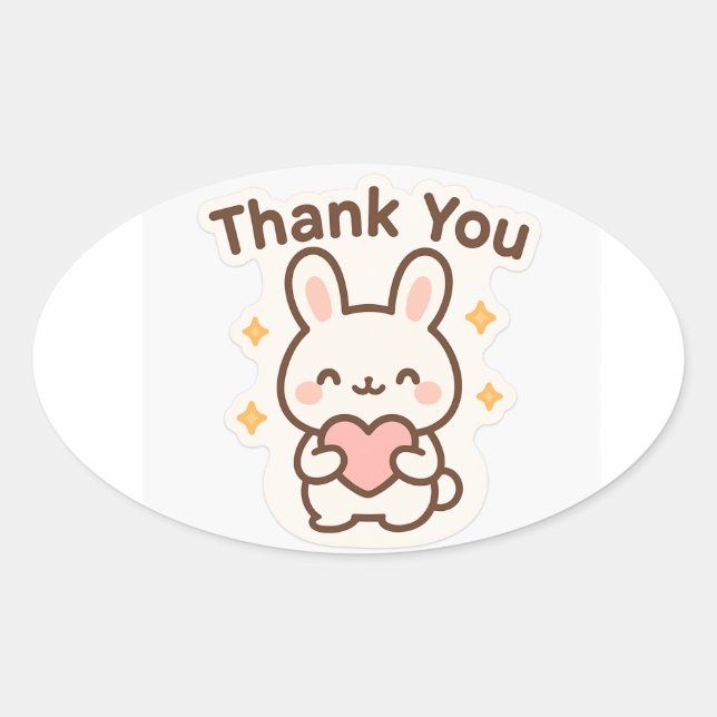 Danke Kawaii Bunny Oval Aufkleber (Vorderseite)