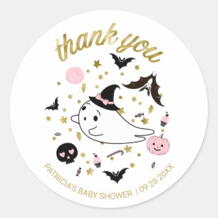 Danke Kleine Boo Halloween Mädchen Baby Shower Runder Aufkleber