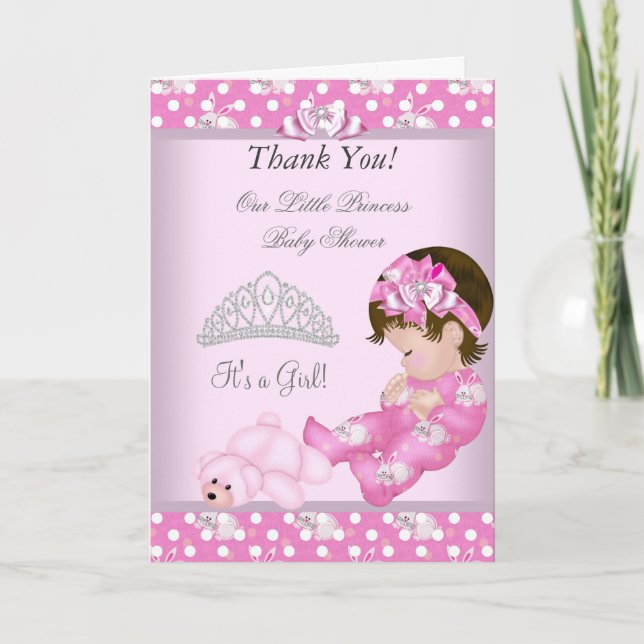 Danke kleine Mädchen-Häschen Prinzessin-Babyparty (Vorderseite)