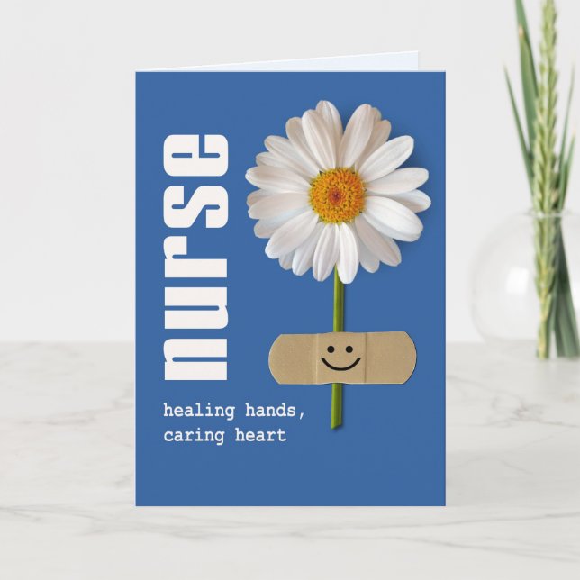 Danke, Krankenschwester. Lächelnde Daisy Grußkarte Dankeskarte (Vorderseite)