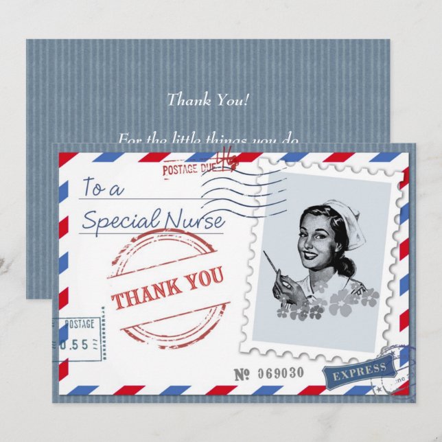 Danke, Krankenschwester. Retro Nurve Custom Card Dankeskarte (Vorne/Hinten)