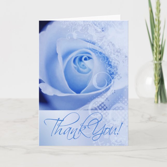 Danke, Lace Rose Grußkarte (blau) Dankeskarte (Vorderseite)