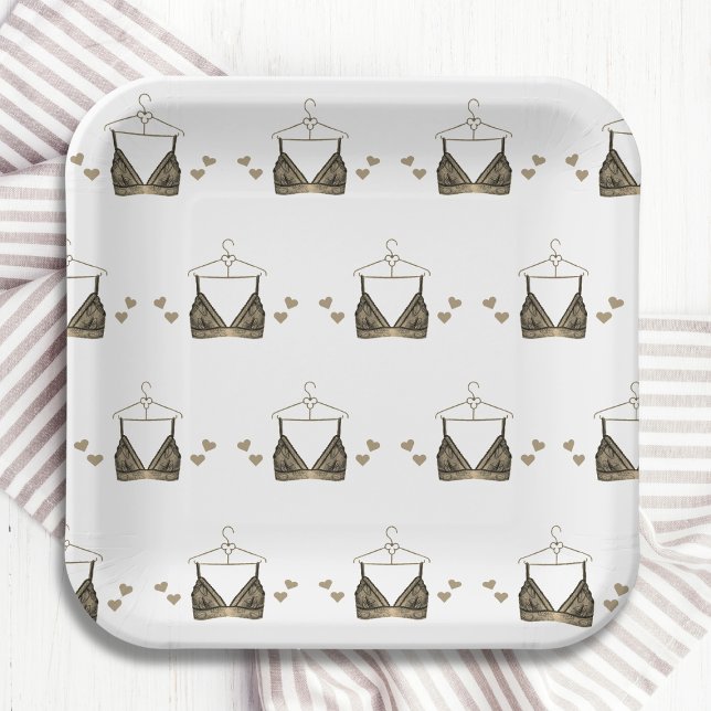 Danke, Lace Watercolor Lingerie Brautparty Pappteller (Von Creator hochgeladen)