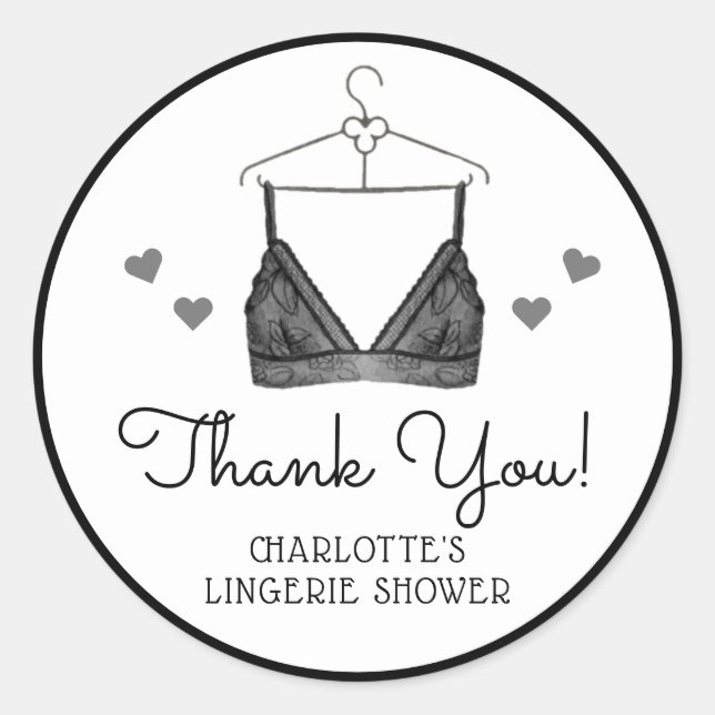 Danke, Lace Watercolor Lingerie Brautparty Runder Aufkleber (Vorderseite)
