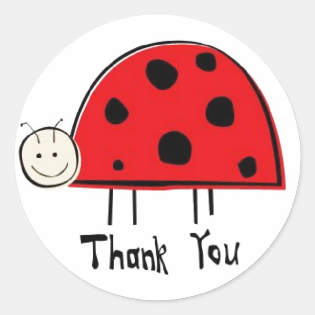 Danke Ladybug Runder Aufkleber (Vorderseite)