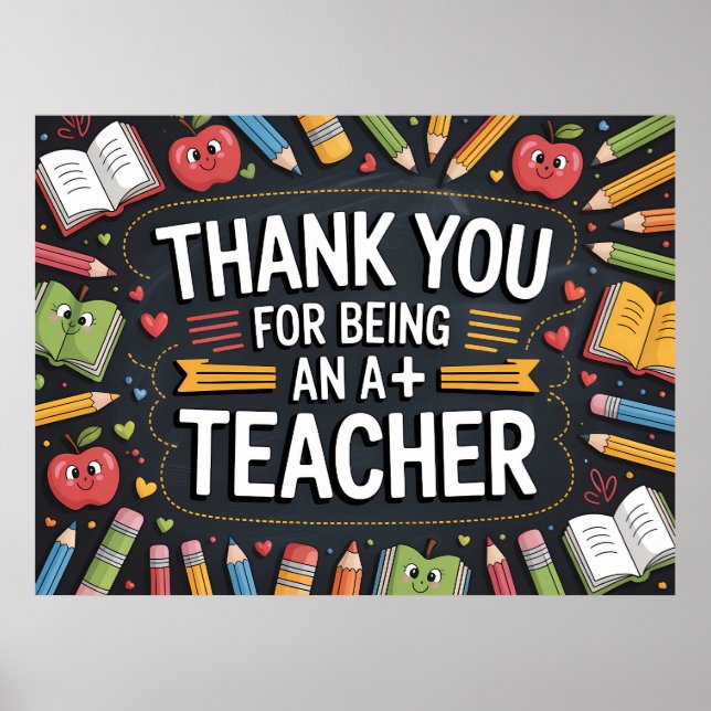 Danke Lehrer Anerkennung Poster (Vorne)