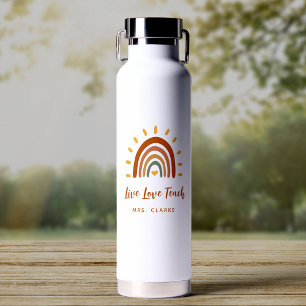 Danke Lehrer Benutzerdefinierter Name Boho Regenbo Trinkflasche