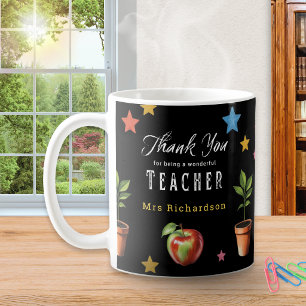 Danke Lehrer Tafel Apfel Personalisiert Kaffeetasse