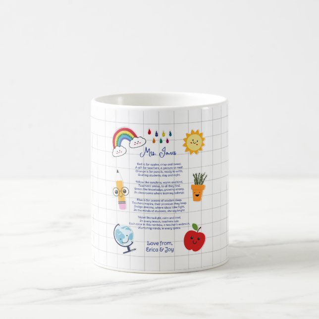 Danke Lehrer Wertschätzung Regenbogenwolke Gedicht Kaffeetasse (Mittel)
