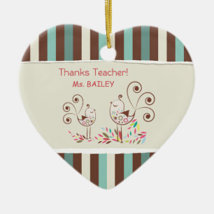 Danke Lehrer, Whimsical Bird Strip Keramik Ornament