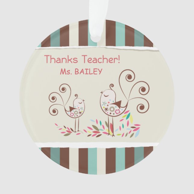 Danke Lehrer, Whimsical Bird Strip Ornament (Vorderseite)