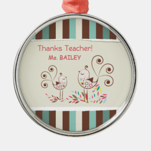 Danke Lehrer, Whimsical Bird Strip Ornament Aus Metall