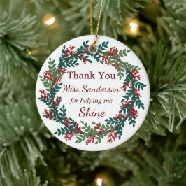 Danke, Lehrerin Name Weihnachtsschrei Keramik Ornament