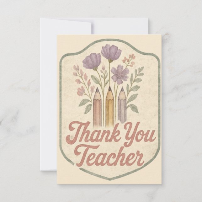 Danke, Lehrerin Vintag Dankeskarte (Vorderseite)