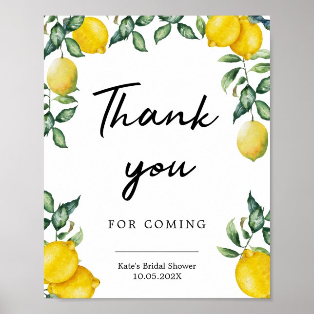 Danke Lemons-Party-Schild Poster (Vorne)