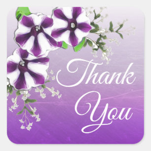 Danke Lila Floral Petunia Quadratischer Aufkleber