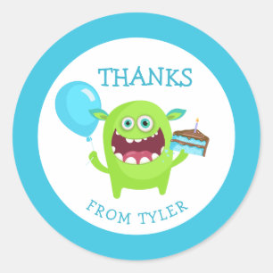 Danke Little Monster Party Runder Aufkleber