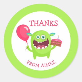 Danke Little Monster Party Runder Aufkleber