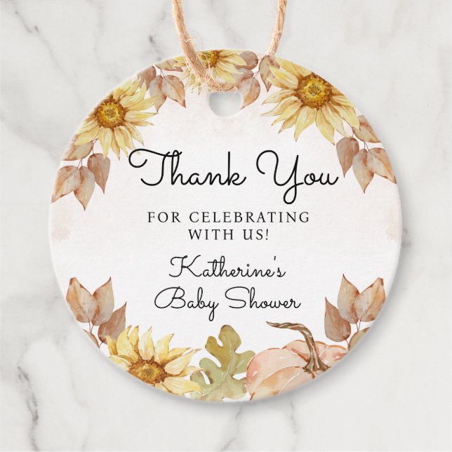 Danke Little Pumpkin Autumn Baby Dusche Geschenkanhänger (Vorderseite)