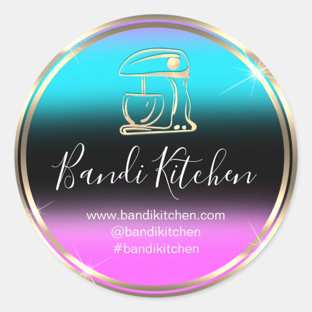 Danke Logo Küche Kochen Koch Black Pink Shop Runder Aufkleber (Vorderseite)