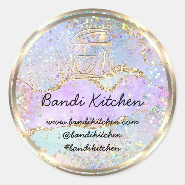 Danke Logo Küche Kochen Koch Mermaid Gold Runder Aufkleber (Vorderseite)