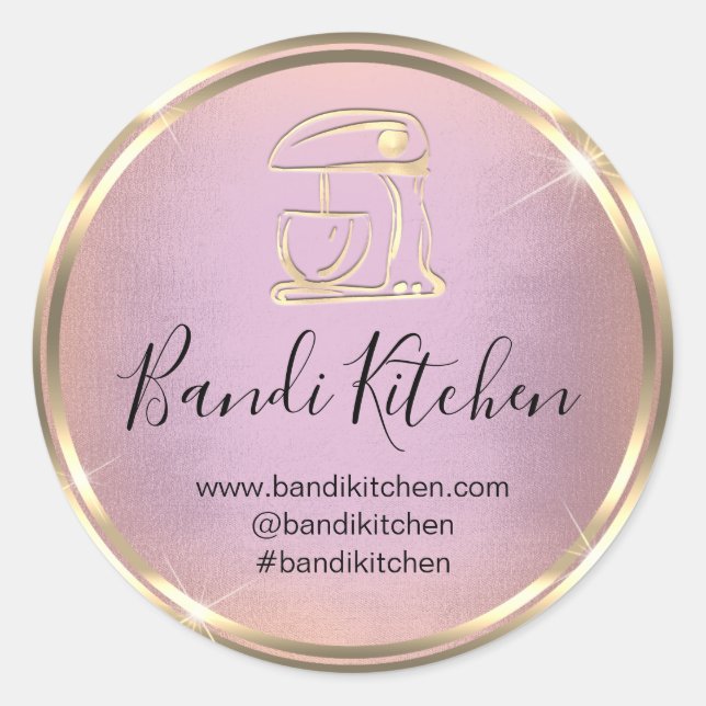 Danke Logo Küche Kochen Koch Rose Gold Runder Aufkleber (Vorderseite)