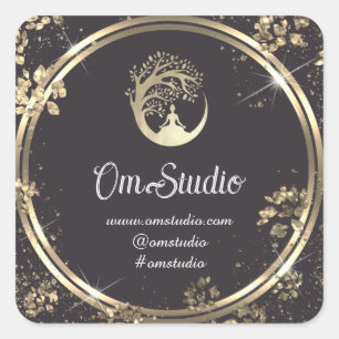 Danke Logo Yoga Mindfulness Shop Gold Grau Quadratischer Aufkleber