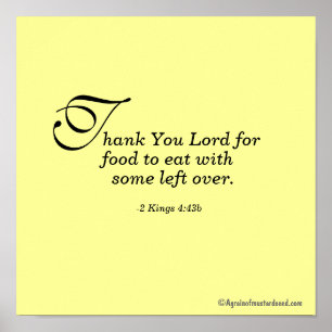 Danke Lord für Nahrung, Bibel-Zitate zu essen Poster