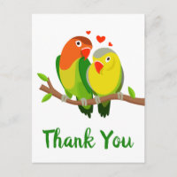 Danke Lovebird Grüne und gelbe Hochzeitsvögel