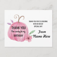 Danke Mädchen-Karten-Kürbis-Rosa-Geburtstag jedes