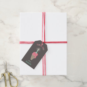 Danke Mädchen mit rosa Eiscreme-Tüte zum 1. Geburt Geschenkanhänger