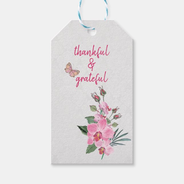 Danke Magnolia Bouquet Geschenkanhänger (Vorderseite)